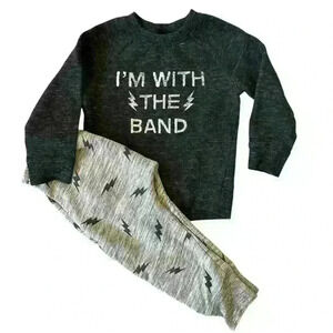 Koala Kik sz 3T “I’m With the Band” graphic sweatshirt and lightning joggers set